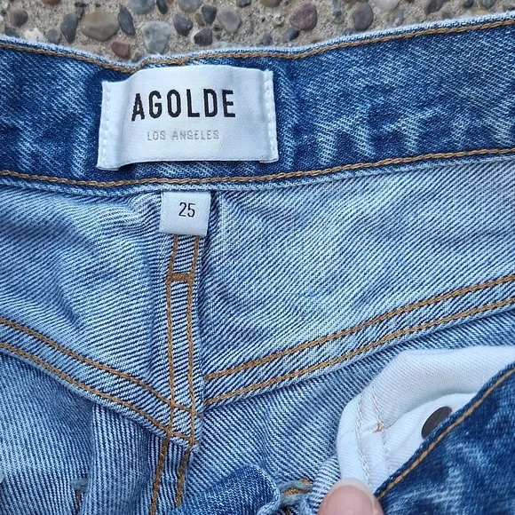 Agolde Fen High Rise distressed straight leg jeans size 25 - Picture 4 of 7
